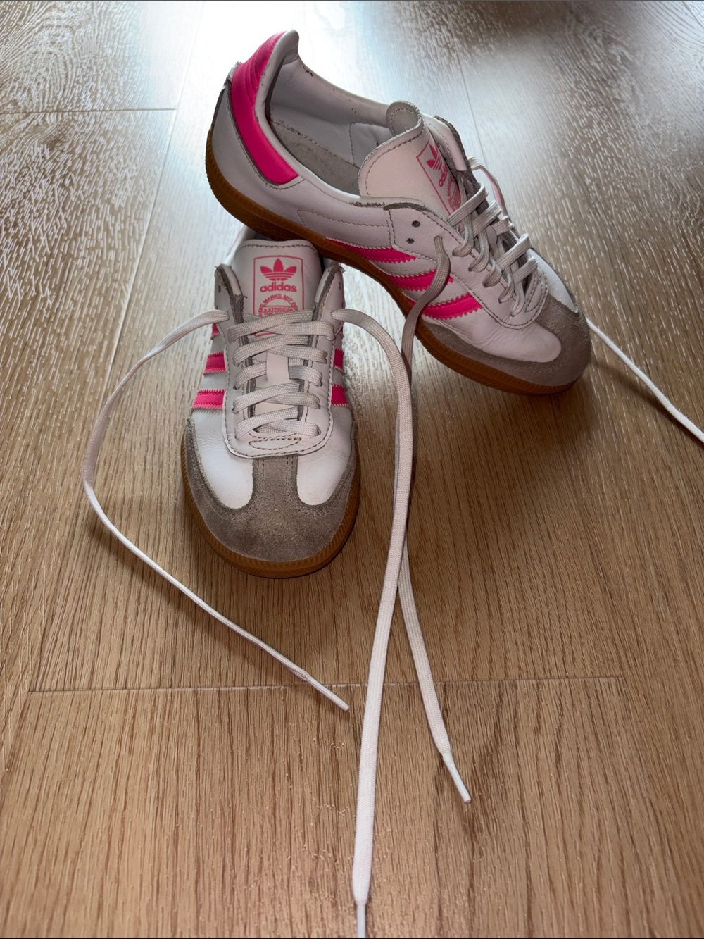 adidas Girl’s Samba in White, Pink & Gum